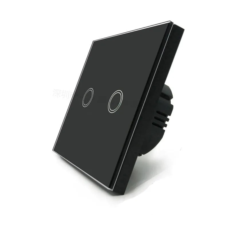 Touch switch 86-type panel in black, golden or white with tempered glass surface for lighting control
