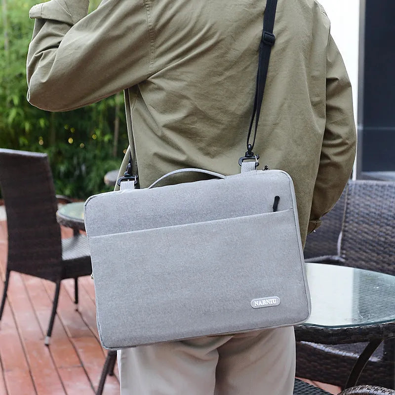 New Fashion Light Liner Laptop Bag Oxford Cloth Shockproof 11-16 Inch Urban Simple Solid Colour Neutral Computer Bag for Men Women Black Gray Pink Seam Detail