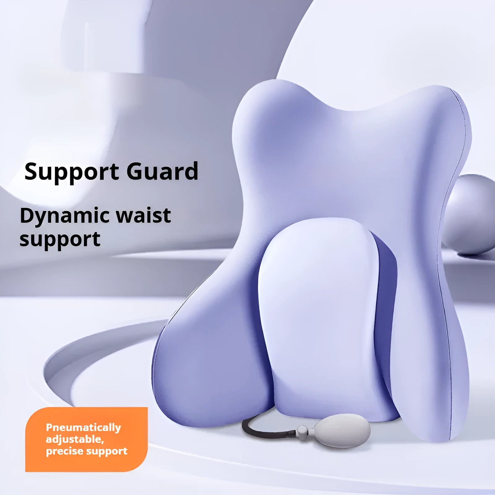 Ergonomic memory foam backrest waist pad pillow in a solid colour with removable cover.