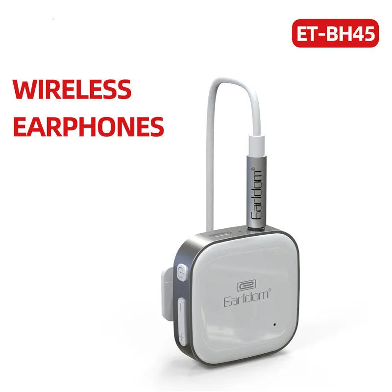 Bluetooth lavalier audio receiver with wireless headphones showing colour options black, grey, red