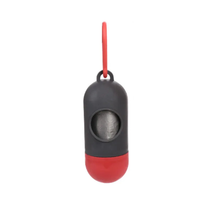 Roll of handled dog poop bags in assorted colours showing dimensions of 22.5 by 30 centimetres
