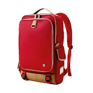 Korean style Oxford cloth men's backpack in seven colour options showing 30cm width by 16cm depth by 46cm height dimensions