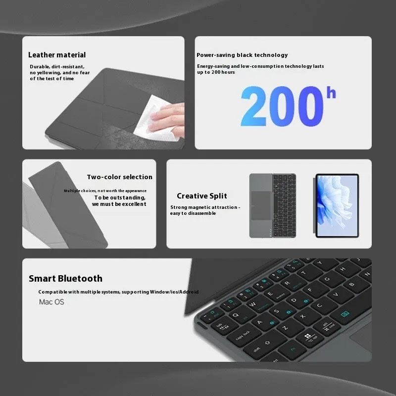 Grey wireless Bluetooth folding keyboard for mobile phones and tablets with colour box packaging