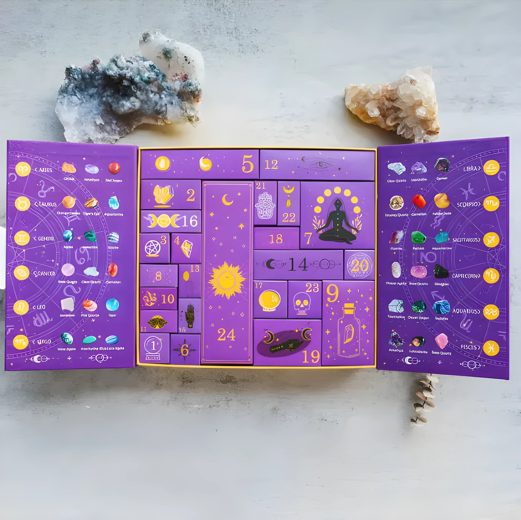 Halloween gift box with crystal decoration showing countdown calendar and 33.5x30.5cm dimensions