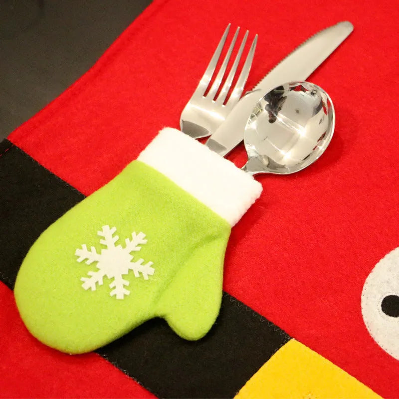Red brushed fabric Christmas table mat 45 by 33cm on a dining table