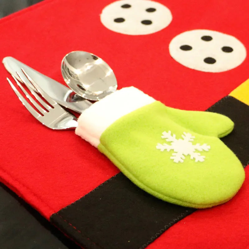 Red brushed fabric Christmas table mat 45 by 33cm on a dining table