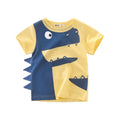Summer boy's pure cotton short-sleeved T-shirt in blue on white background