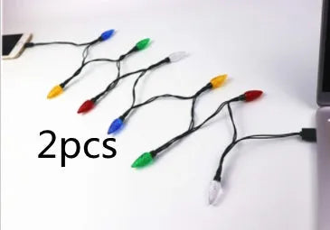 Green USB charging cable with 10 integrated LED Christmas lights flashing, compatible with iOS and Android devices