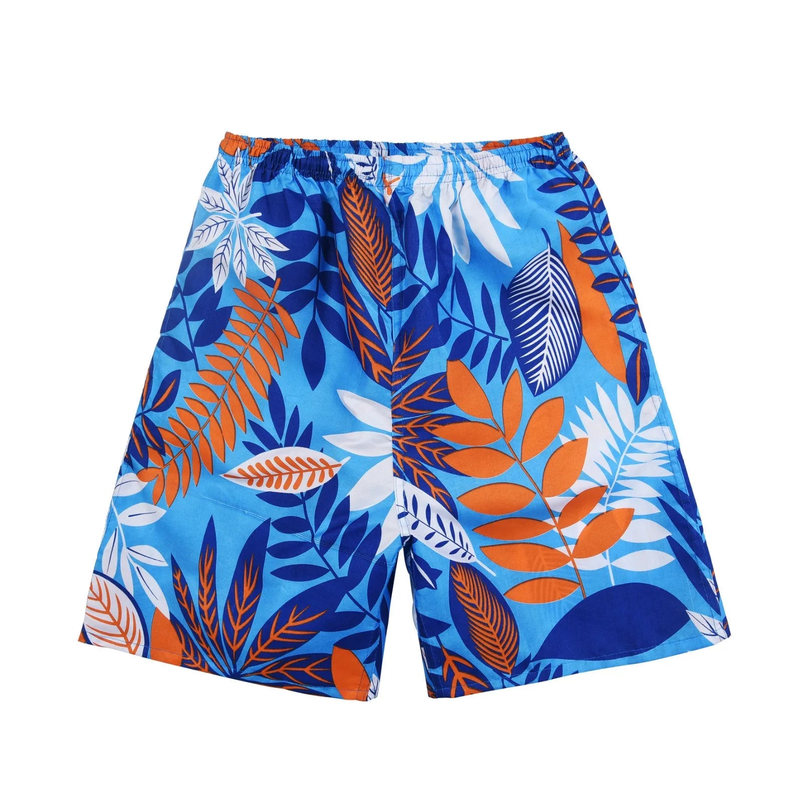 Men's printed five-point swimming trunks with floral pattern in polyester fabric