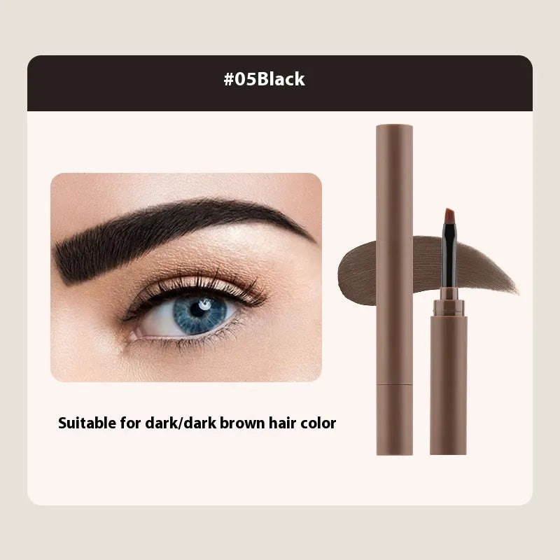Double-headed eyebrow cream showing pencil and powder ends in one of five colour shades.