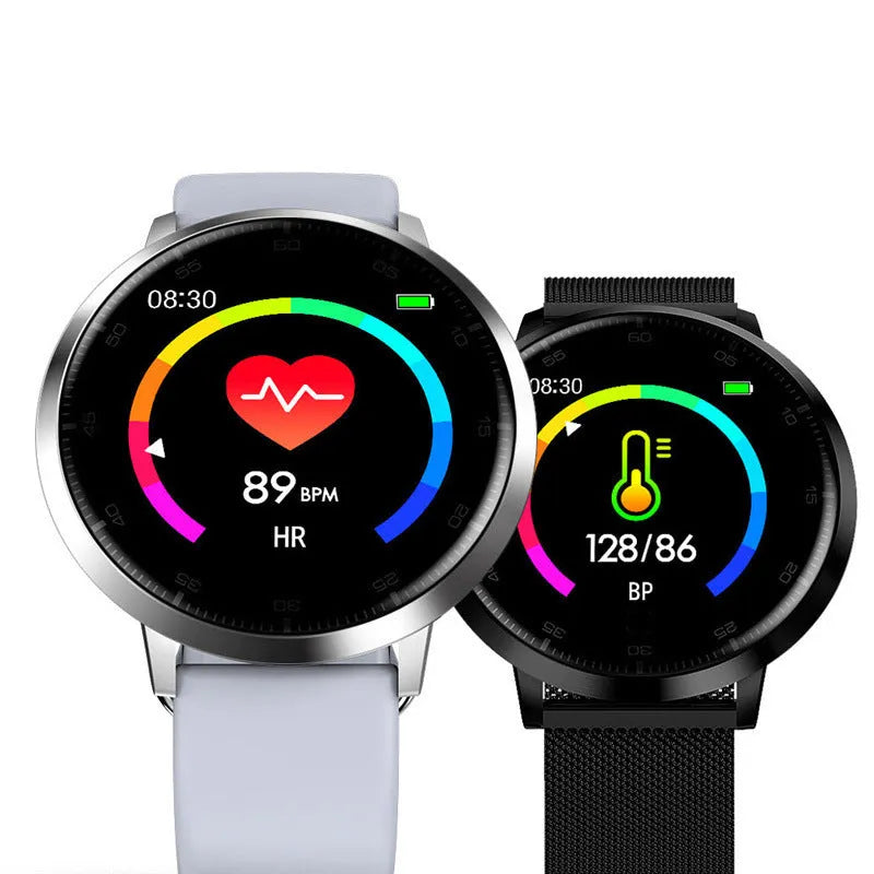 Waterproof smart health bracelet with a 1.3-inch screen on a silicone wrist strap.