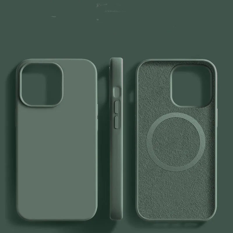 Frosted liquid silicone magnetic phone case for iPhone 13 Pro in Antique White with shockproof anti-fall protection