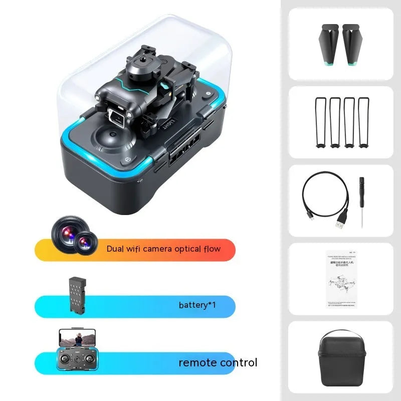 S96-black four-axis drone with dual cameras and obstacle avoidance sensors for aerial photography