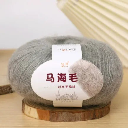 Mohair wool ball for DIY scarf knitting kit with Inverness thread in multiple colour options
