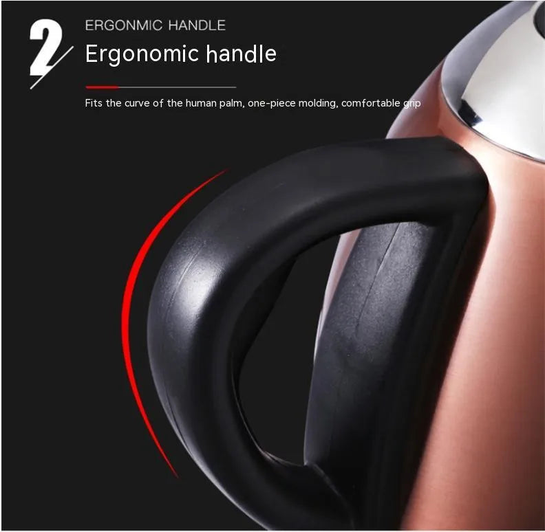 Stainless steel automatic electric kettle in gold colour with touch controls and 1 litre capacity