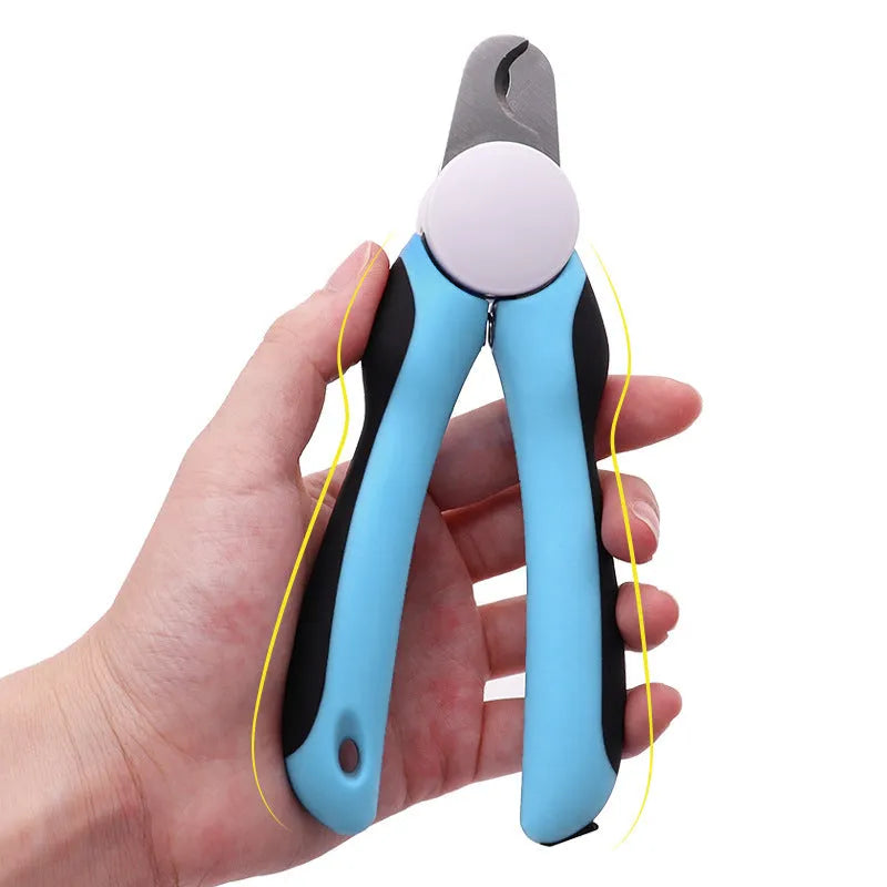 Blue heavy duty dog nail clippers with safety guard for large dogs with thick nails