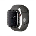 Apple Watch Series 4 44mm carbon fibre half wrap leather case in black