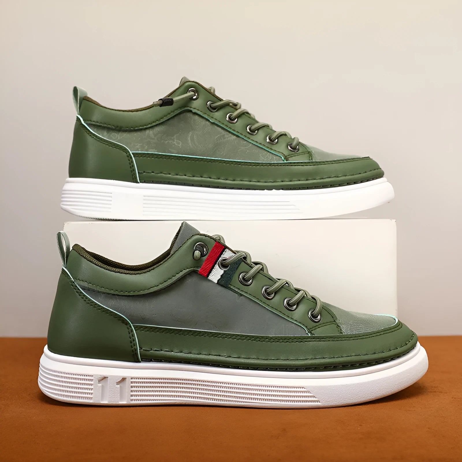 Men's casual bandage-style sneakers in high-top design with round toe and PVC sole