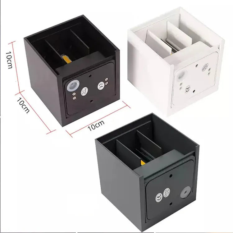Square indoor corridor wall lamp with aluminium alloy shell in black, grey or white with adjustable colour temperature