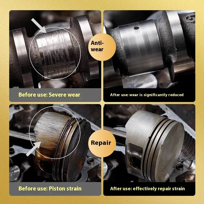 White bottle containing 60ml of automobile engine anti-wear oil additive repair agent.
