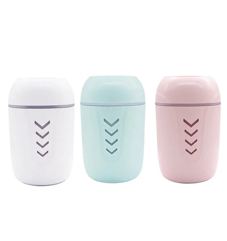X3 portable car humidifier in blue with USB cable and 200ml water tank