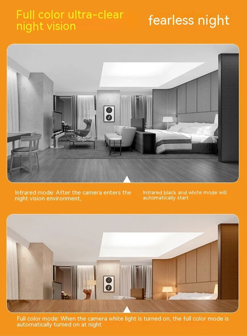Wireless bulb security camera showing compact design with 1080p and night vision capabilities