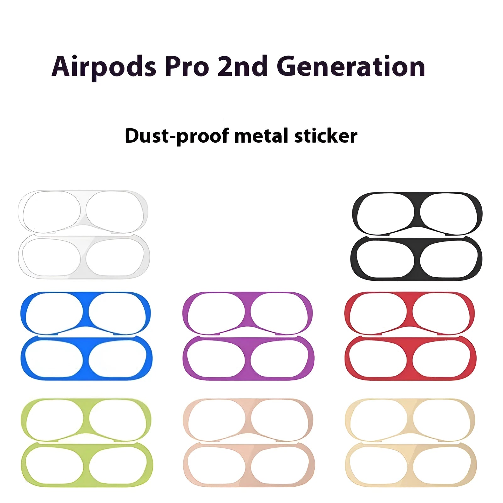 Electroplated metal sticker headphone film for Apple AirPods in gold, dustproof and fingerprint-proof, fits multiple sizes