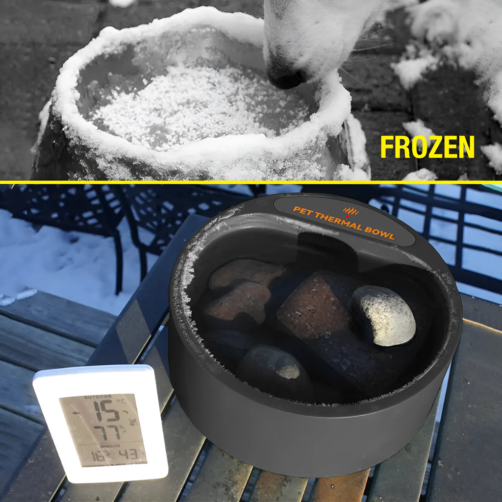Black ABS pet heating bowl with 2.2 litre capacity for constant temperature food control