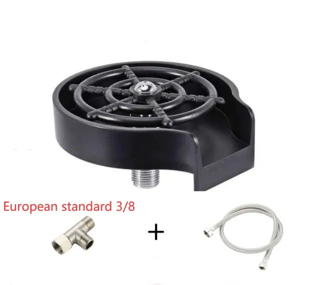 Black high pressure stainless steel glass washer with ABS base and copper hose