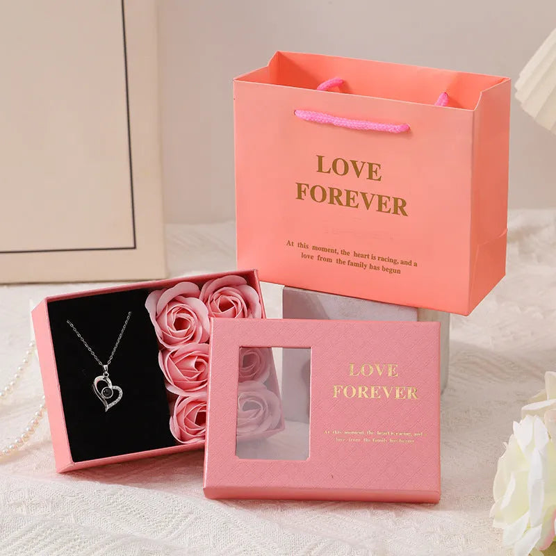 Korean style soap rose gift set with six flowers in presentation box