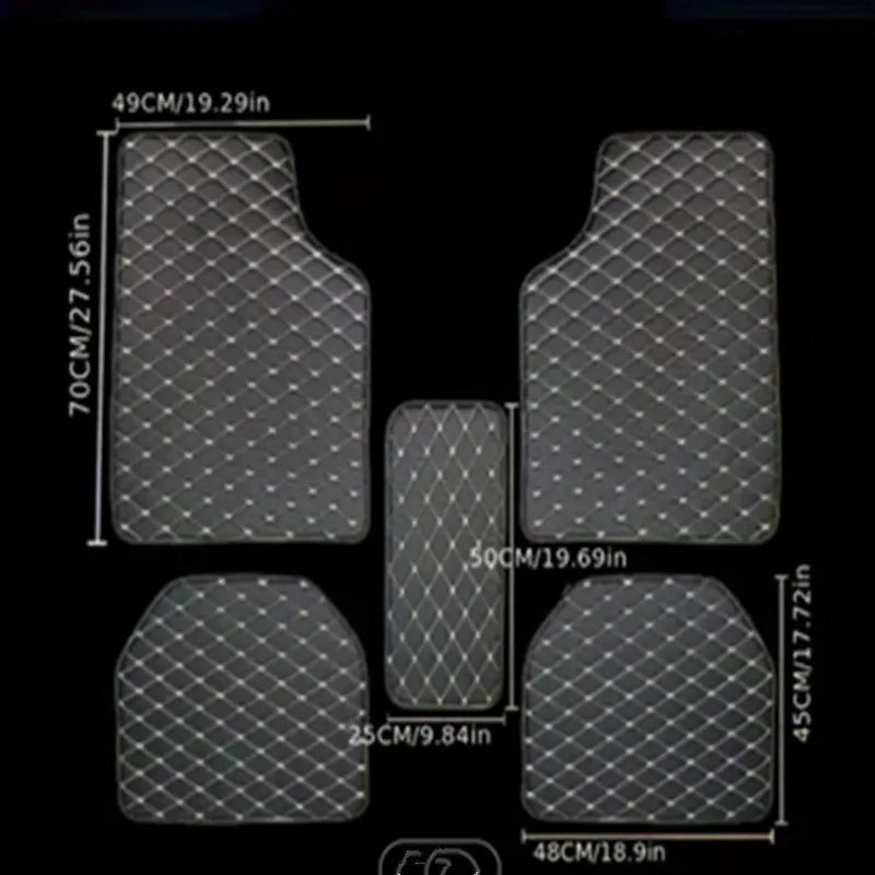 Simple Home leather car mat set five-piece foot pads general fit beige black coffee color wine red