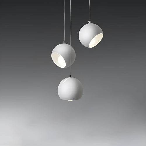 Post-modern ball chandelier table lamp in Moon White or Obsidian Black finish.