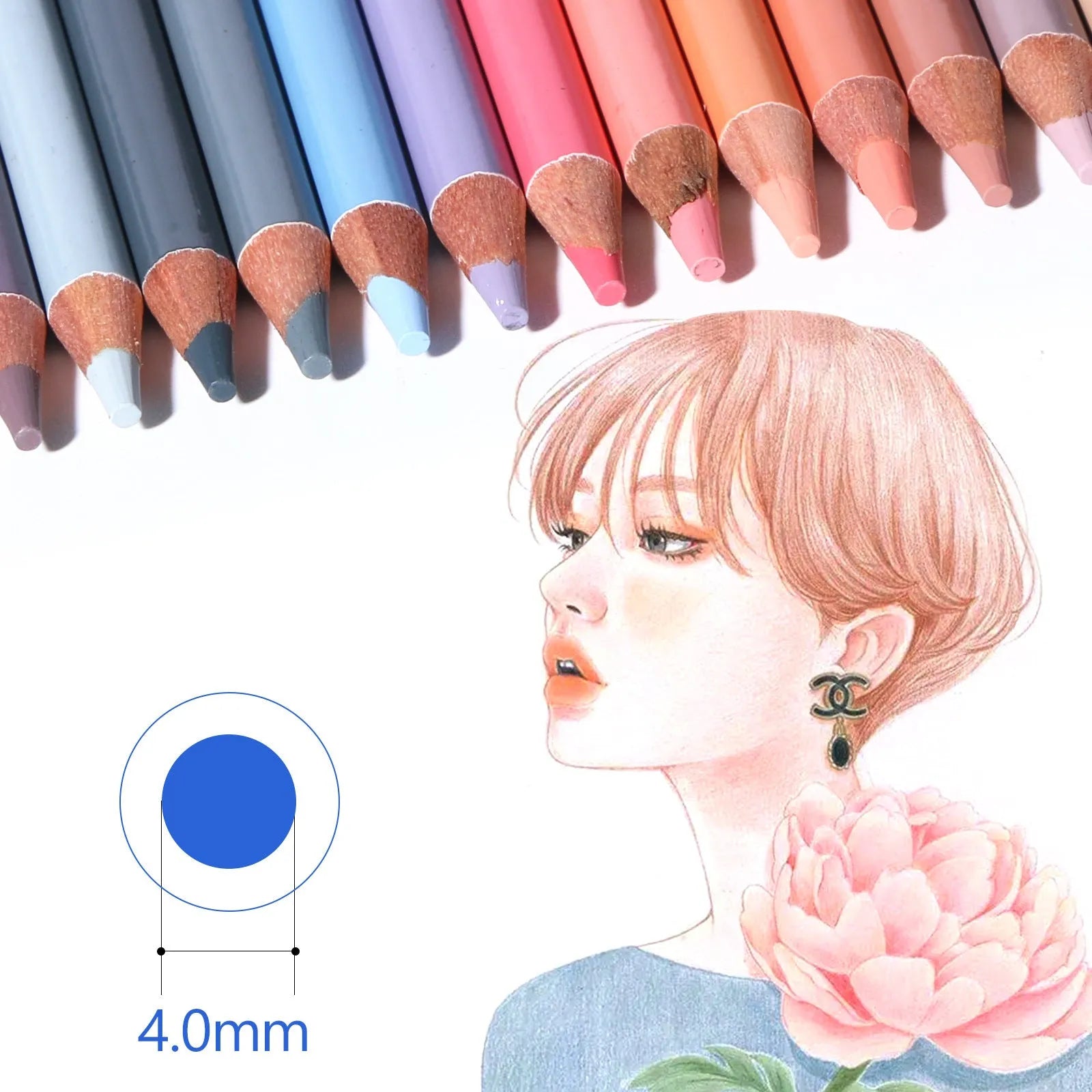 24 skin colour pencils for portrait art stored in a round metal iron box
