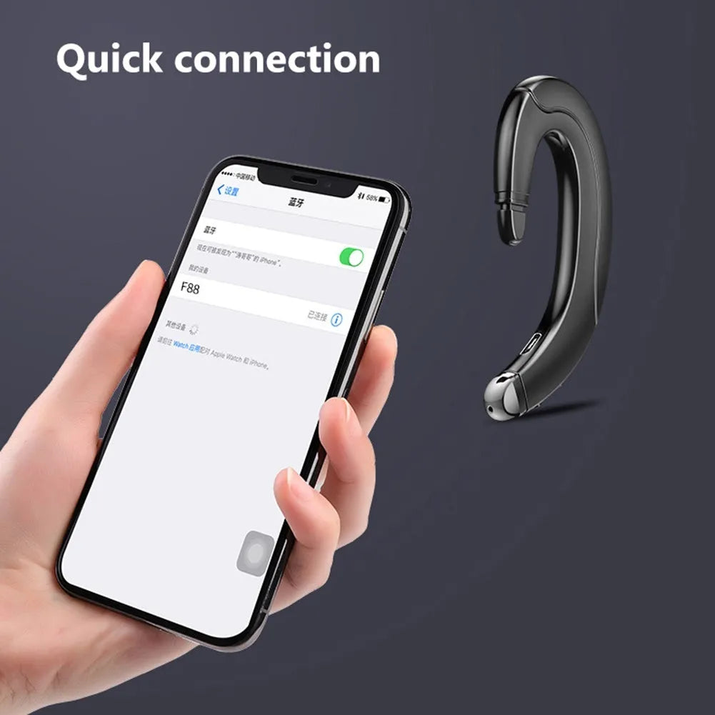Single ear Bluetooth ear mounted earphones in black, blue, or red colours for driving