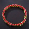 Men's geometric hip hop bracelet with zirconia rhinestones on single-row chain in multiple colour options