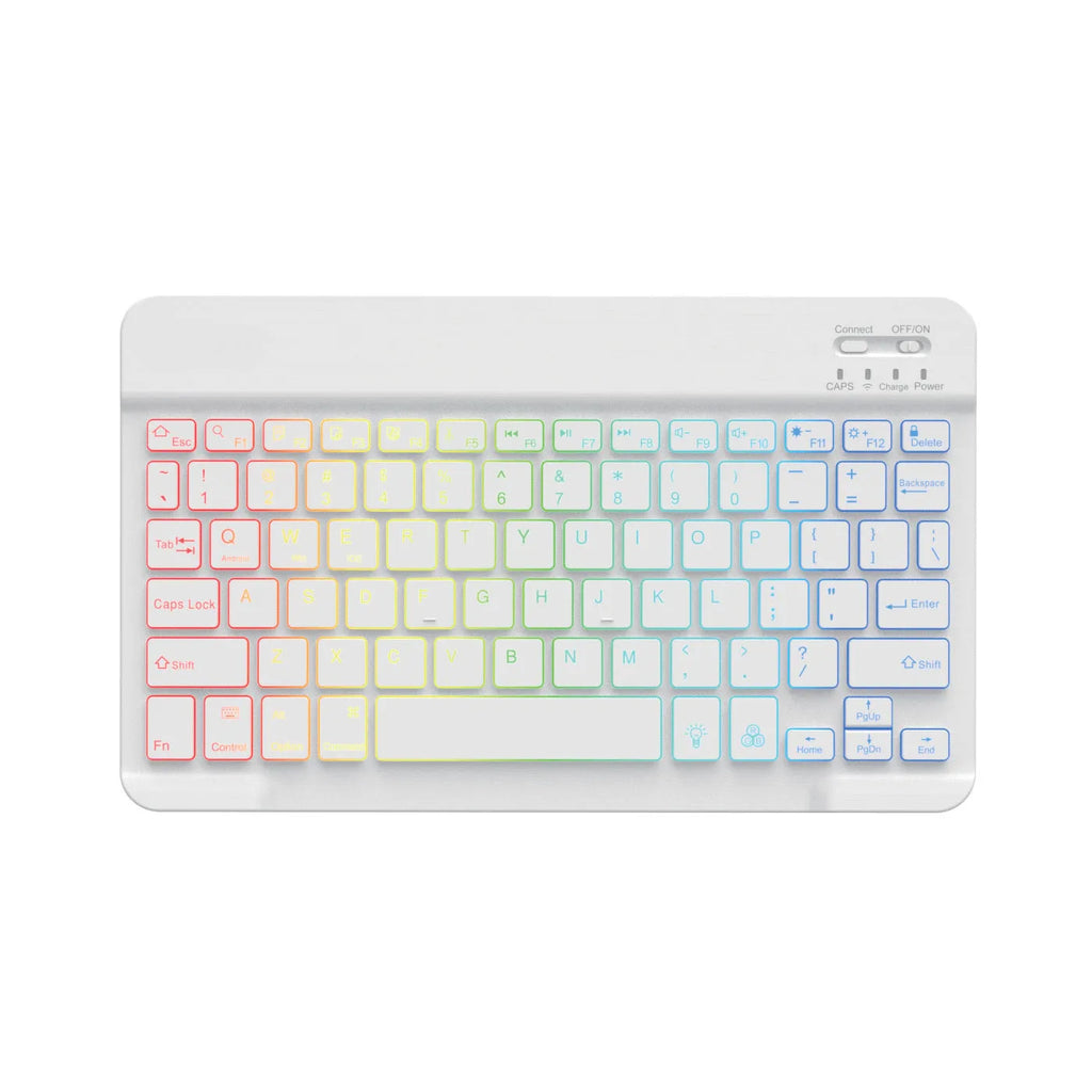 10-inch Bluetooth keyboard with colourful backlit lighting for tablets and mobile phones