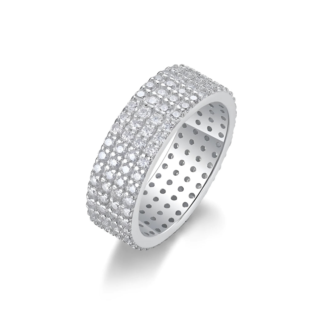 Starry Night Sky moissanite wedding ring set on S925 silver platinum-plated band in size 6