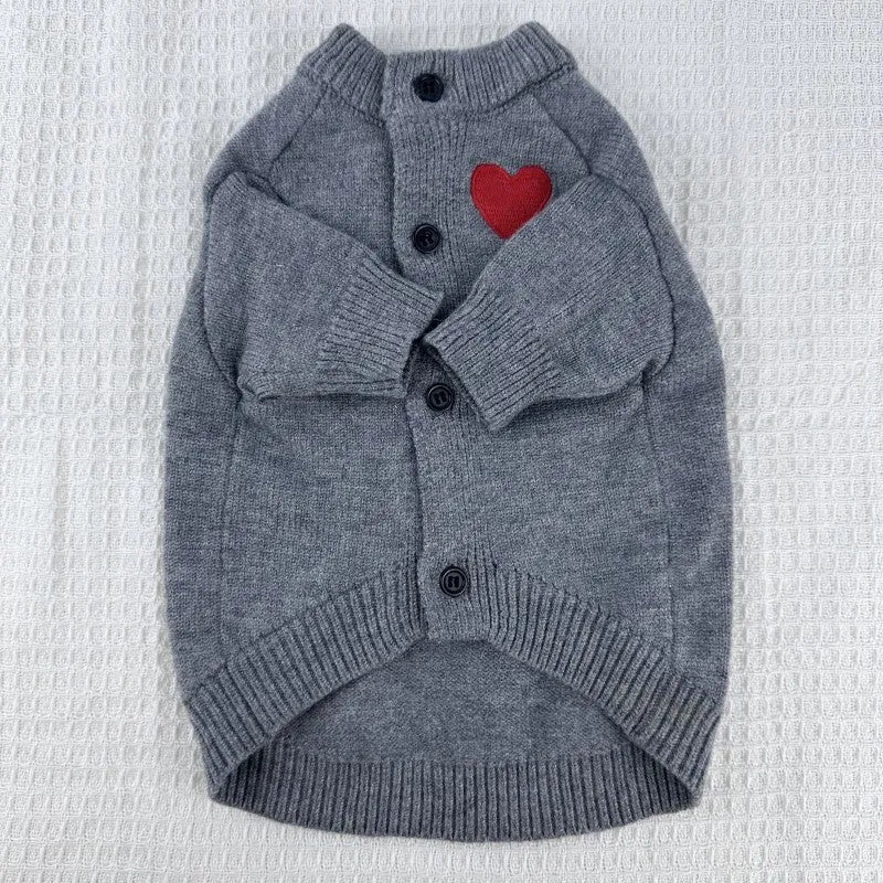 Wool pet sweater cardigan in solid colour for small to medium dogs and cats, available in three colours