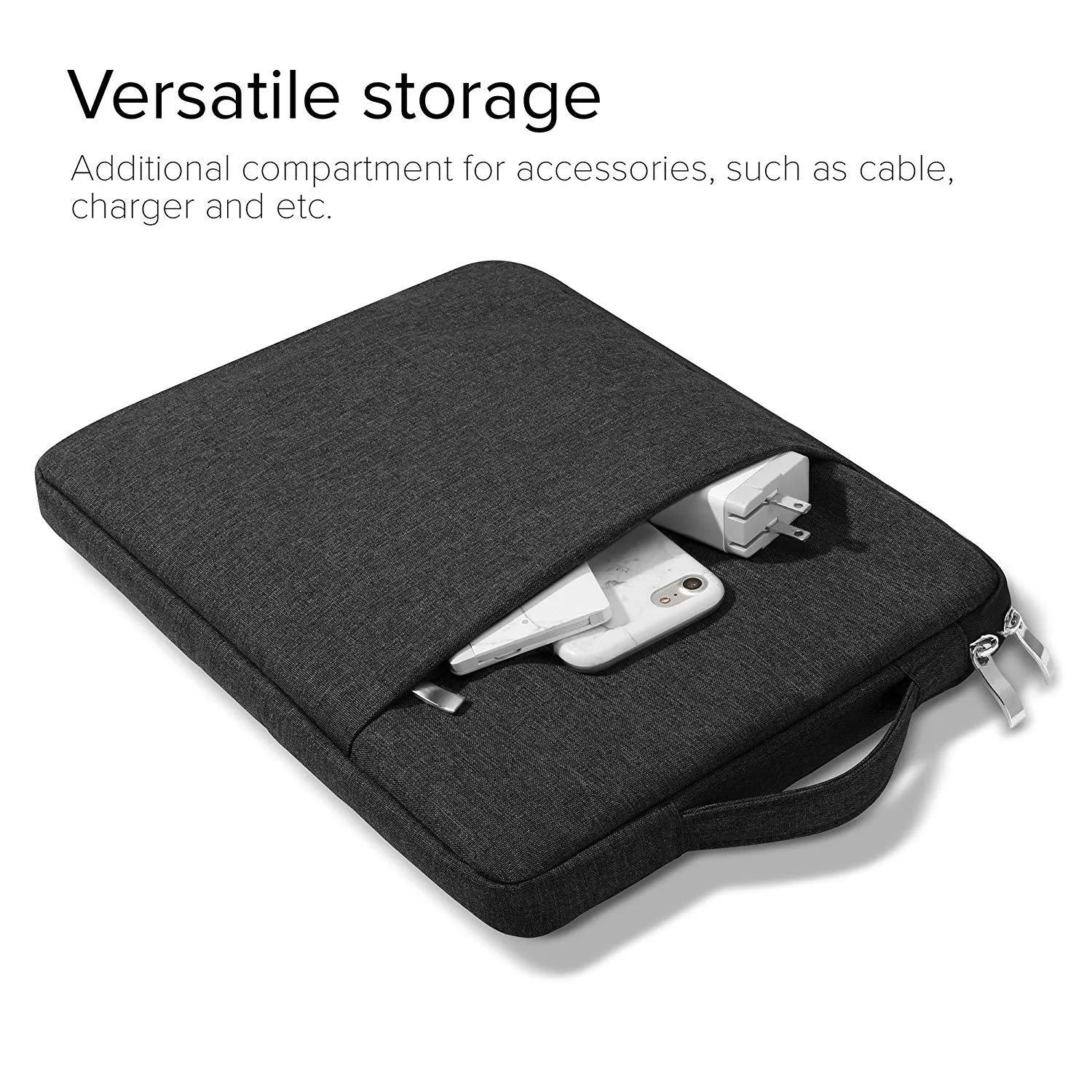 Canvas tablet case handbag for Pro 12.9 with anti-fall padding in grey navy rose red colours