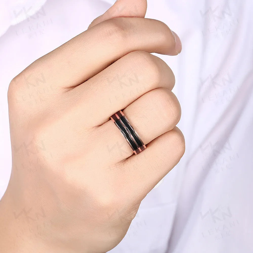 Titanium steel man ring with electroplated finish in sizes 7 to 11
