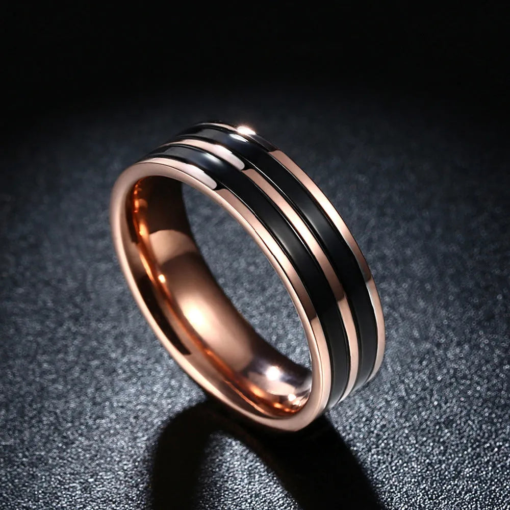 Titanium steel man ring with electroplated finish in sizes 7 to 11