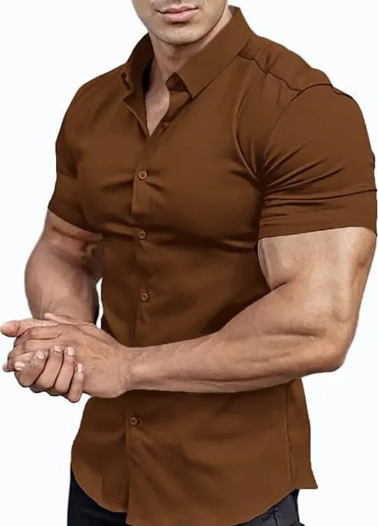 Men's casual short sleeve printed shirt with collar in regular fit, available in multiple colours.