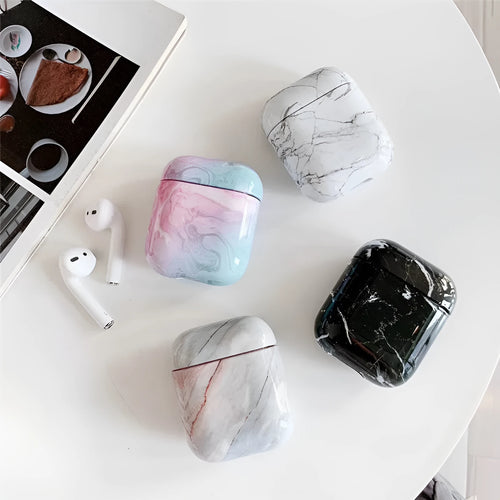 White marble pattern hard PC protective cover for Apple AirPods charging case