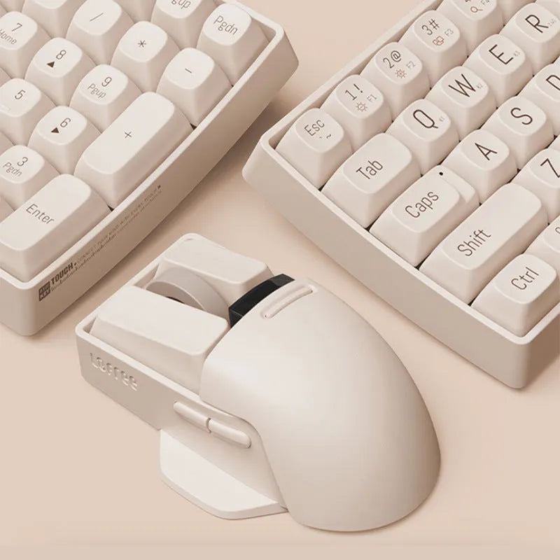 Xiaoqiao tofu colour wireless mouse with ergonomic design showing DPI adjustment button and scroll wheel