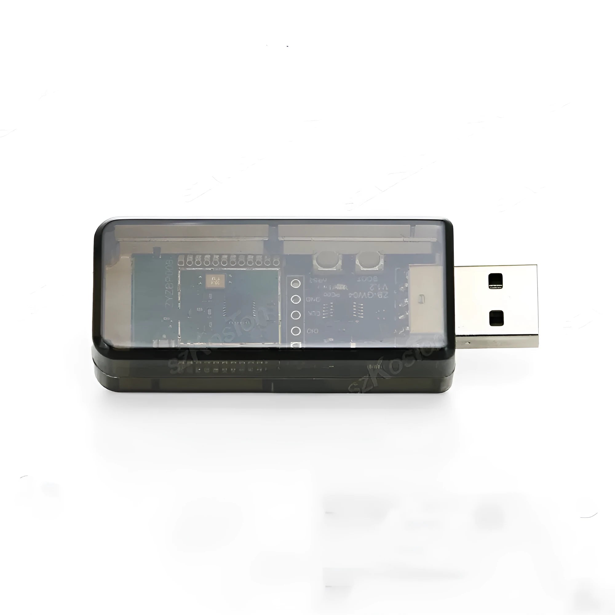 Silicon Labs EFR32MG21 Zigbee 3.0 USB dongle with plastic shell for smart home gateways.
