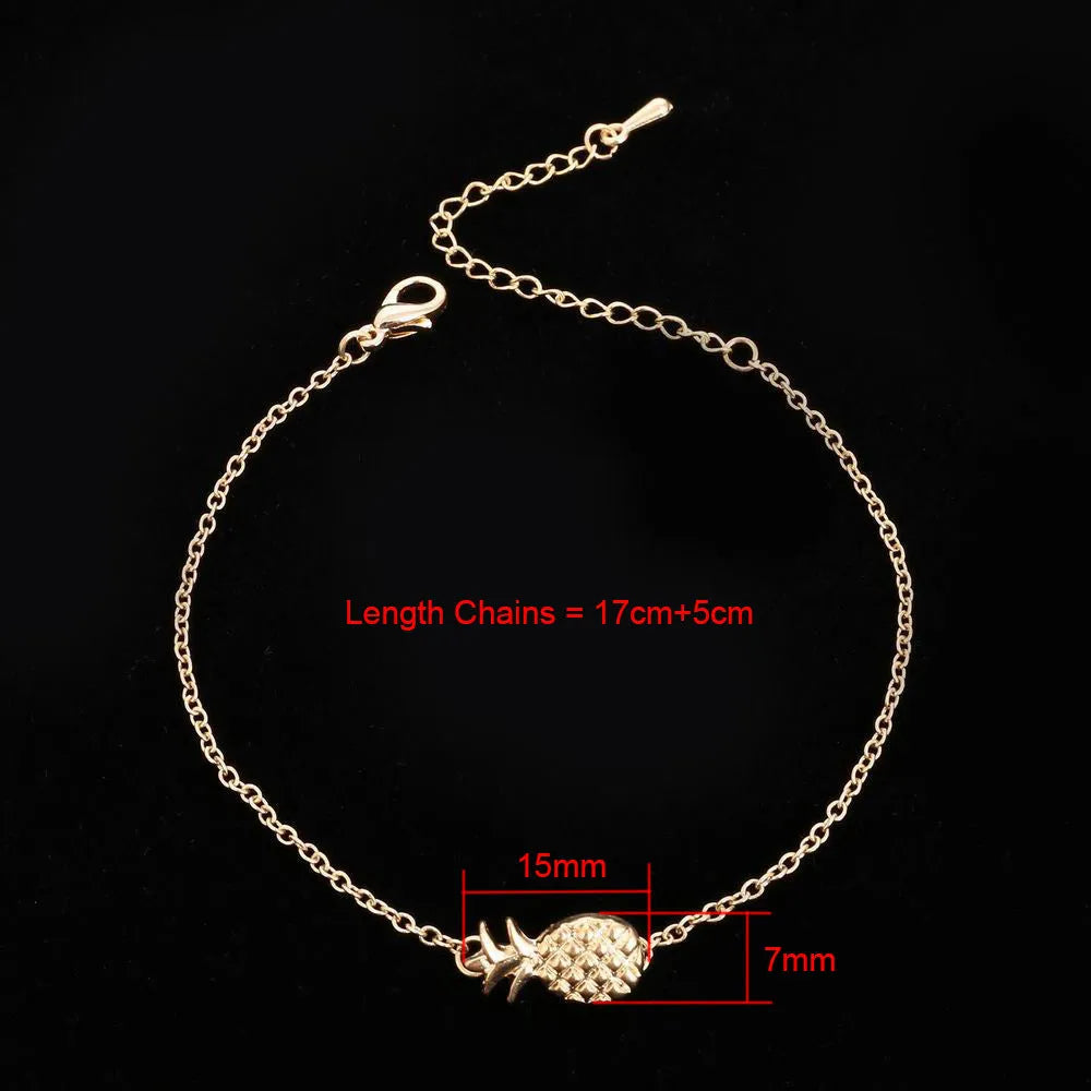 Women's alloy pineapple charm bracelet in gold or silver from the XINGX series
