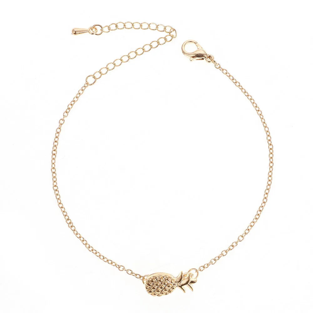 Women's alloy pineapple charm bracelet in gold or silver from the XINGX series
