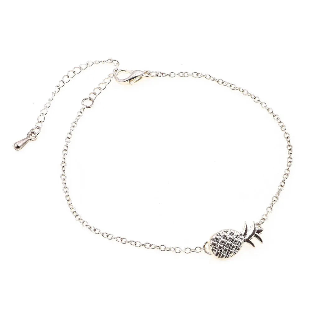 Women's alloy pineapple charm bracelet in gold or silver from the XINGX series