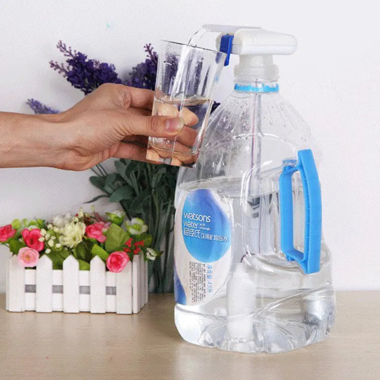 Manual beverage pumping device with PP silicone tubing and blue press handle for transferring milk and juices