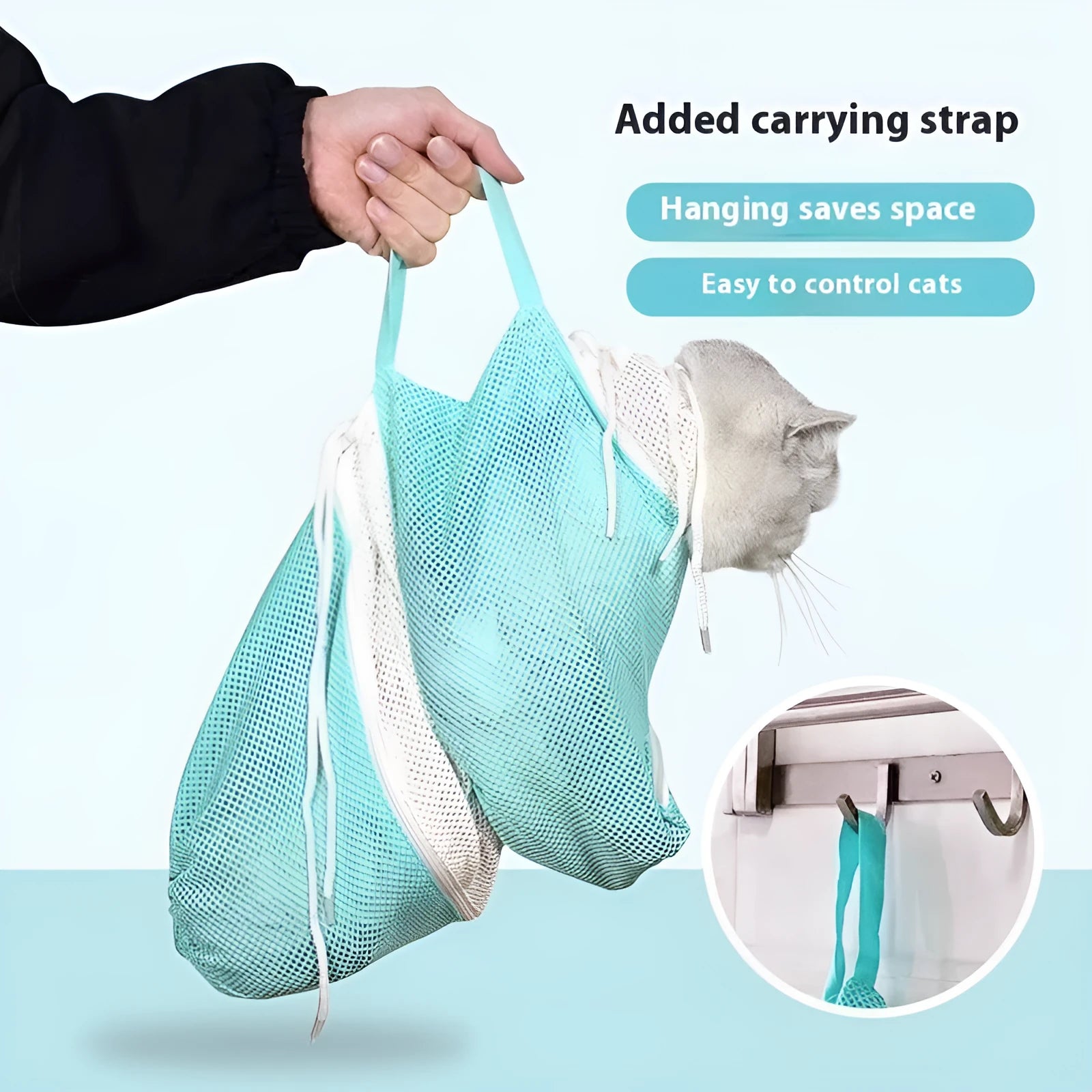 Upgraded 5th generation cat grooming bag for bathing and nail trimming with scratch-resistant fabric